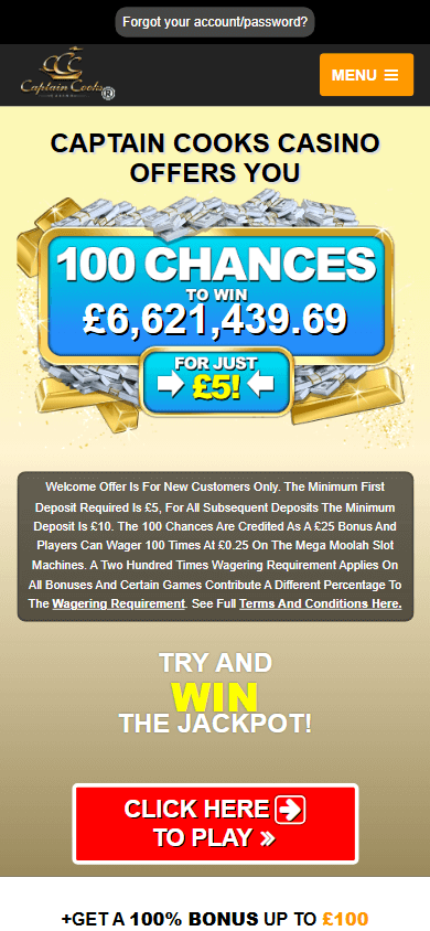 Captain Cooks Casino Mobile screenshot